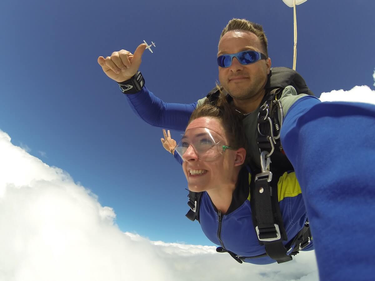 tandem skydiving out of a plane