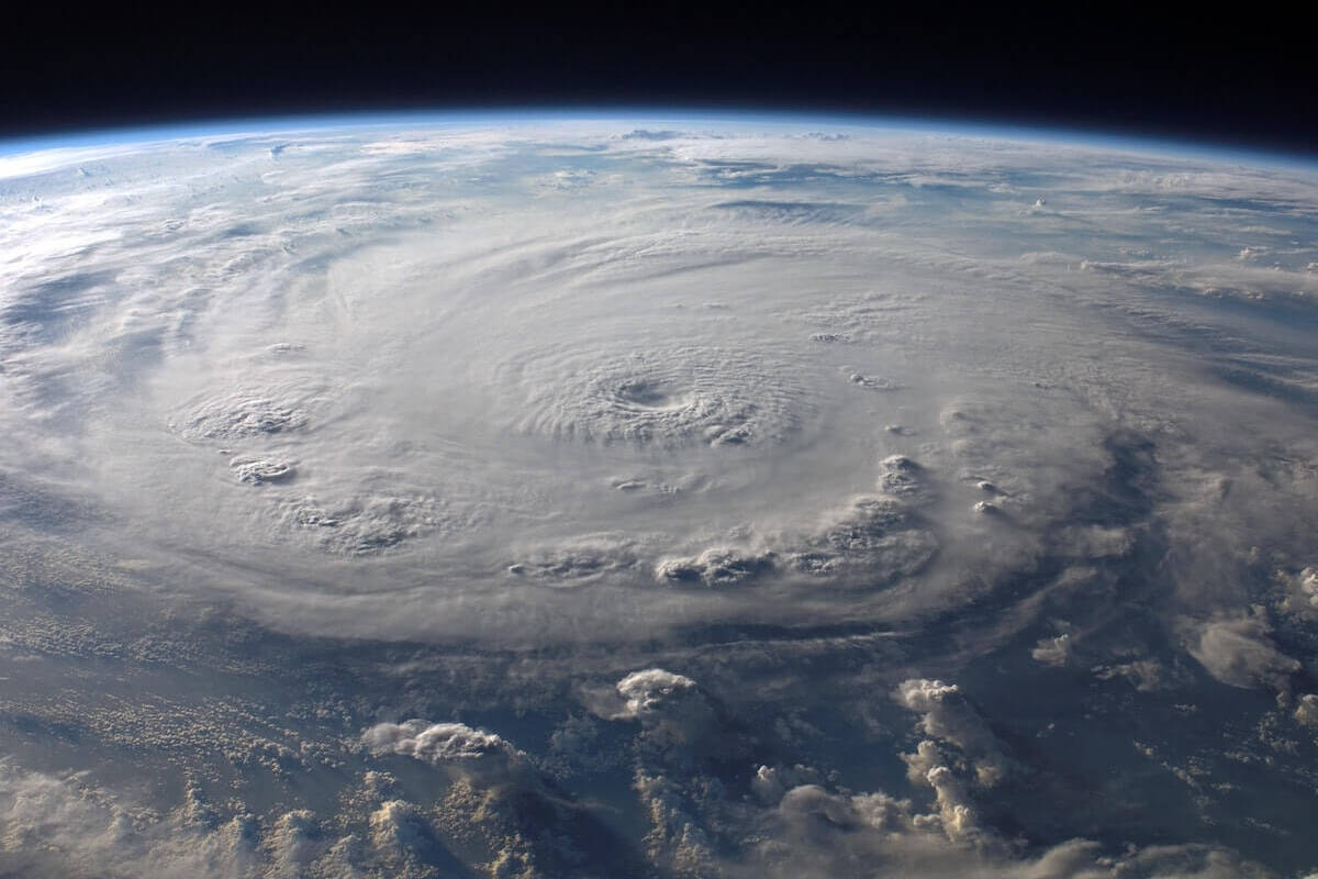 eye of a hurricane over earth from space
